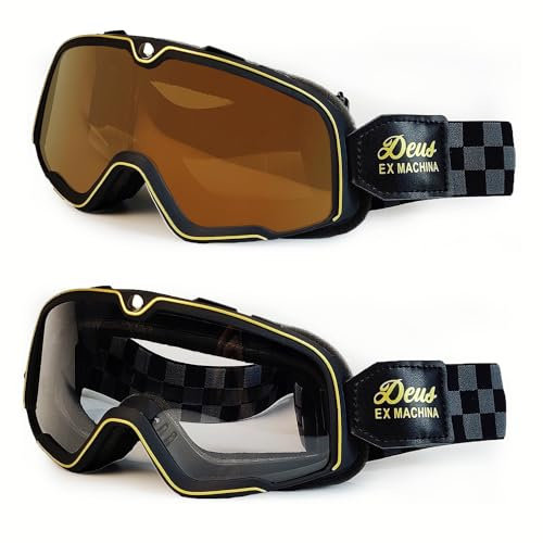 YOUUPOC Motocross Brille,Motorradbrille Retro Motorrad Brille Gläser Cafe Racing Vintage Moto Classic ATV Universal Brille Helm Zubehör