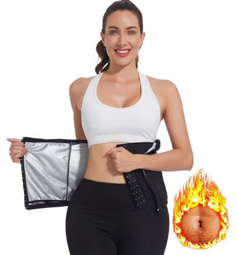 Weyot Bauchweggürtel Damen, Waist Trainer Damen Zum Abnehmen, Fettverbrennung Abnehmen Schwitzgürtel Verstellbarer Neopren Sauna Bauchweggürtel,S,Black