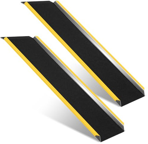 Ollewiellan 2 Stück Auffahrrampe, 118cm Alu Rollstuhlrampe, Laderampe Tragfähigkeit 300kg, rutschfest Hunderampe, ATV Quad Motorradrampe, PKW Anhängerrampe, Verladerampe für Motorrad, Rollstuhl