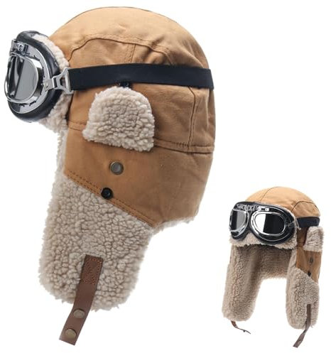 Jagdmütze mit Ohrenklappen, Winter-Trappermütze für Herren - Winddichte abnehmbare Schutzbrille Winter Trappers - Warme und gemütliche Trappermützen für Männer, Frauen, Familie, Freunde, Kollegen