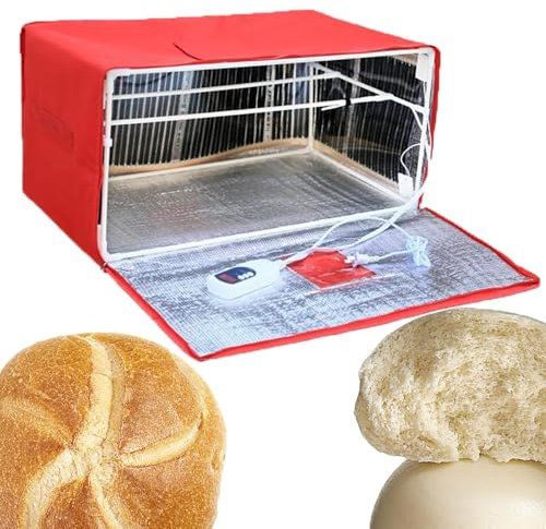 Caja para leudar pan, fermentador de masa, caja para leudar pizza con tapa, ventana doble, tiempo de 1 a 24 horas, soporte extraíble, fermentador de masa para pan, yogur, vino de arroz, natto, pan d