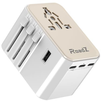 RoadZ Reiseadapter Weltweit, Universal Reiseestecker mit 2 USB, 3 USB- C und 1AC Steckdose, 30W Internationaler Steckdosadapter Universaladapter für Deutschland USA England Australia
