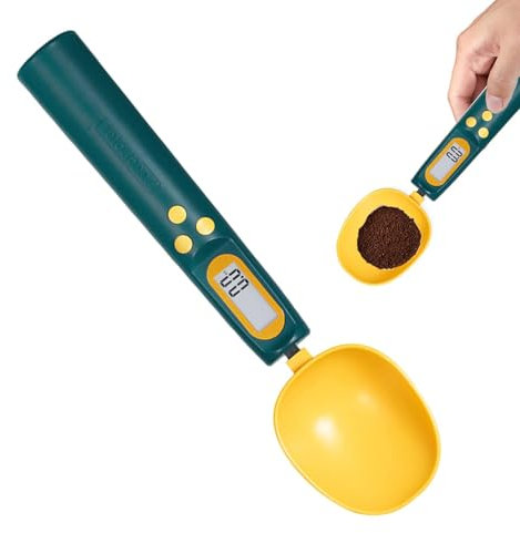 Balanza de cuchara digital – Báscula de cuchara dosificadora con carga USB y pantalla LCD | Báscula electrónica precisa de 1000 g/0,1 g con cucharas intercambiables, ayuda a la porción