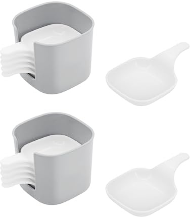CheurYae Dipping Sauce Bowls,Small Bowls for Dipping with Handle,Square Saucer Dish,Tapas Bowls Set with Tiered Rack,Plastic Serving Bowls for Sushi,Sauce,Snack and Soy (12)