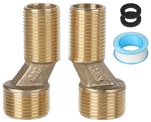 LALAGO 2 Stück S-Anschluss G1/2 bis G3/4, Hahnverlängerung 135-165mm | Duscharmaturen Adapter aus Massivem Messing, Verstellbar, für Clawfoot-Wandarmaturen, Badewannen und Badezimmer