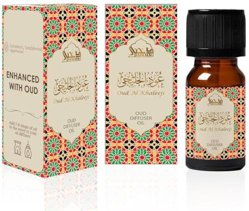 Oud Al Khaleeji Diffuser Oil by Dukhni | 3x10ml Oud Essential Oil for Home | Zesty Oud Fragrance Oil for Electric Burner, Candle Diffuser & Humidifier | For Prayer, Relaxation, Meditation | Islamic Gift