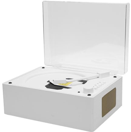 Portable Bluetooth CD Player 5W Stereo - Retro Träboombox med 20 -timmars Lektid, USB/SD -kort & Nej - Skip Anti - Chock for Home Outdoor (Valnötfärg) (Vit träkornfärg)