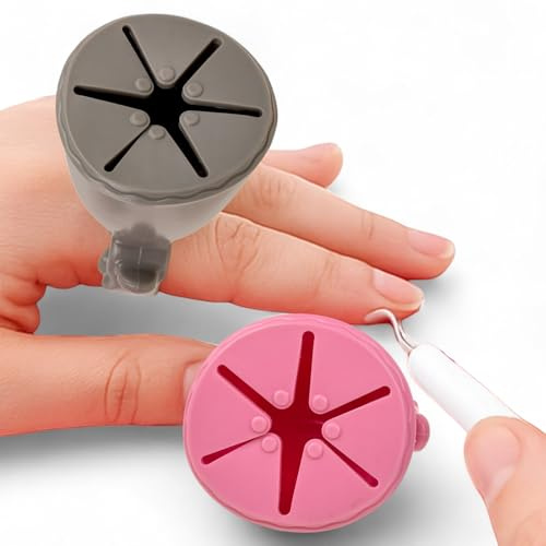 MIJOMA Lot de 2 collecteurs de traces de doigts - Anneau de collecte pour résidus de traceur et support de vernis à ongles - Aide flexible en silicone - Rose et gris - Réutilisable et pratique