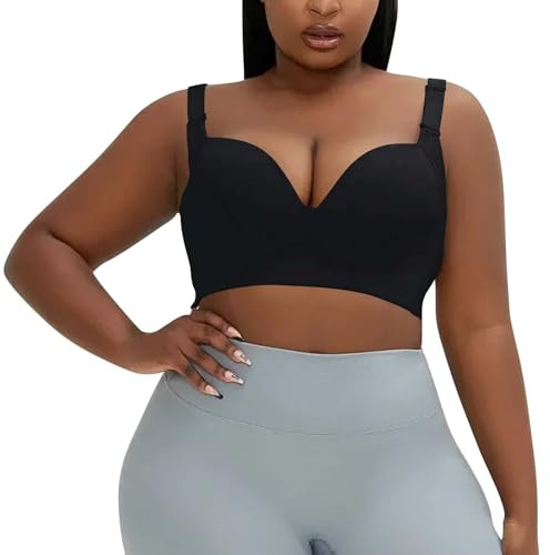 Bras Without Fastenings Bralette 34C Front Opening Sports Bra Strapless for Women UK Two Cup Sizes Bigger Ladies Unwired Cute Sports Black 38 85E