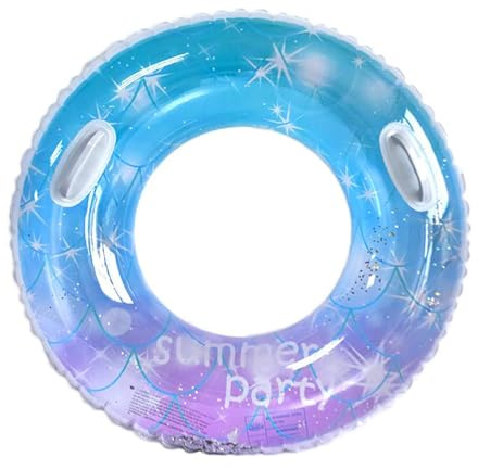 Schwimmreifen Erwachsene, Aufblasbare Schwimmring mit Griff, Schwimmring mit Pailletten, Pool Spielzeug Schwimmringe, Farbverlauf Schwimmring für Sommer Pool Party