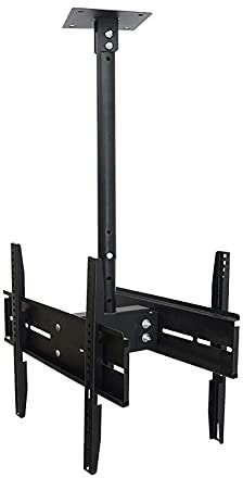 Soporte de TV de doble pantalla y soporte de pared para televisores LED de pantalla plana de 32 a 55 pulgadas, soporte de techo soporta hasta 90 libras, altura ajustable de 0,63 m, perfecto para el