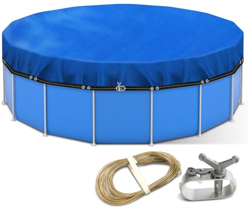 Toyvile Poolabdeckung Rund 400 cm für 366-400cm Pools | 2-in-1 Solar Abdeckplane Pool Ø 460 cm | Winterabdeckung Schwimmbad Abdeckplane Poolplane | 200g/m² PE Material | UV-Resistent Solarplane Pool