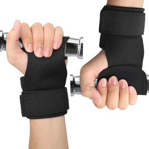 Cinghie da Polso per Sollevamento Pesi,Ganci da Sollevamento,Fasce da Polso Fitness,Antiscivolo Straps Palestra Professionali per Bodybuilding,Fitness,Stacchi e Allenamento di Forza,Uomo e Donna(Nero)
