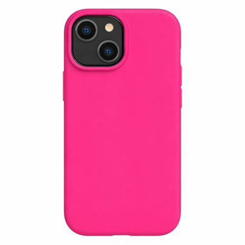 POINT&GO Custodia per iPhone 13 Rosa Fucsia, in silicone liquido Premium Soft Touch, anti-impronte e antiscivolo, con bordi rinforzati per una protezione a 360°, ultra sottile ed elegante