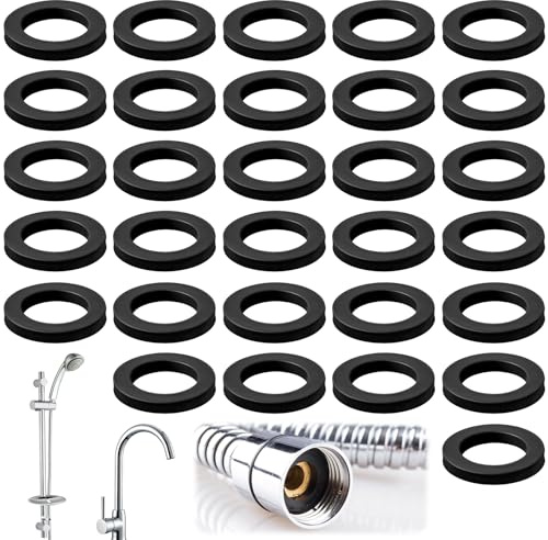 Qulkws 30 anillos de sellado de 1 pulgada, juntas planas, arandelas, arandelas de goma negra, para bomba de piscina, cabezal de ducha, lavabo, desagüe