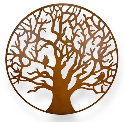 Crispe home & garden Wandbild Lebensbaum aus Metall | Metall Wanddeko für Innen & Außen | wetterfest & rostfrei | Wanddekoration für Hauswand, Terrasse & Garten | Tree of Life Deko | Ø 90 x T 1 cm