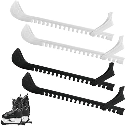 DqiUnaX 2 Paar Kufenschoner Schlittschuhe, Kufenschoner Eiskunstlauf Und Eishockey, Verstellbarer Schlittschuh Schoner Für Kinder Und Erwachsene, (Schwarz+Weiß)