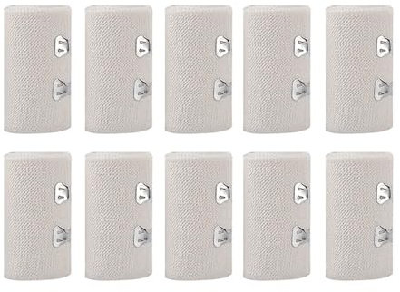 10 Stück Elastische Bandage, Elastische Binden, Elastischer Verband, 5cm*4.5m Weiße Bandagen für Sport, Medizin und Alltag, Ideal für Handgelenke und Knöchel