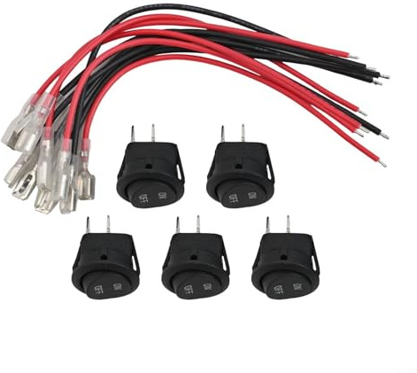 Lot de 35 interrupteurs à bascule ronds à 2 broches 12 V 20 A SPST pour tableau de bord de voiture et systèmes électriques de camping-car
