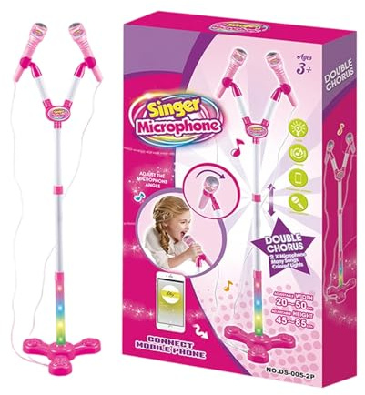 Kids Microphone and Stand - Machine with Adjustable Stand,Singing Microphone Toy Flashing Stage Lights | Flashing Stage Lights for Girls Boys