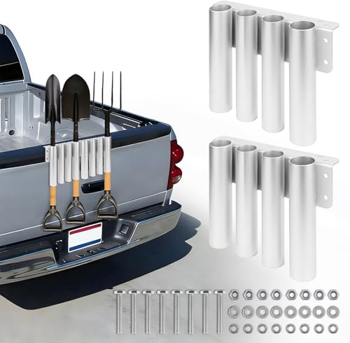 Tuoksullxm Shovel Holder for Truck/Trailer, 8-Holes in 2 Grouped Heavy-Duty Trailer Tool Rack for Trimmers, Rakes, Lawn & Garden Hand Tools Secure Mounting Prevents Loss