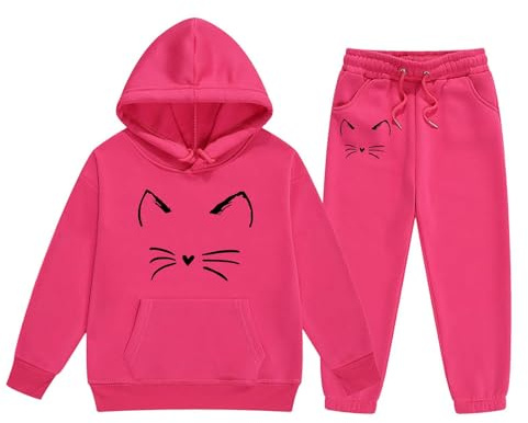 2026 bambini bambino bambino ragazzi ragazze maniche lunghe cartoni animati stampe calda felpa con cappuccio pantaloni pantaloni pantaloni tuta da ginnastica, rosa intenso, 3-4 Anni