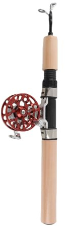 Evetounmn Set con Canna telescopica per Pesca sul Ghiaccio Invernale FD50 e Mulinello, Combo Portatile per la Pesca sul Ghiaccio con Mulinello Interamente in Metallo e Impugnatura in Eva, (Rossa)