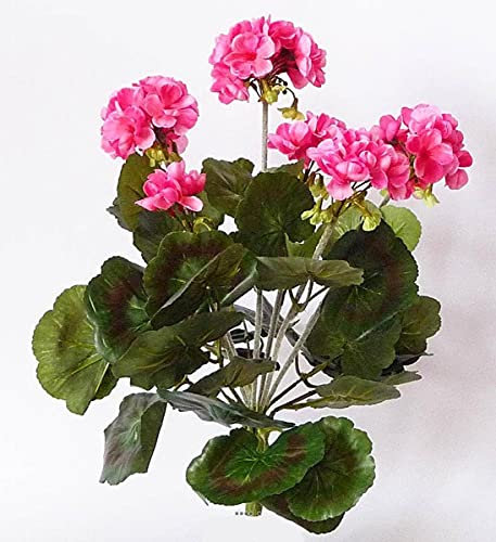 Artificielles.com - Künstliche Geranie mit Erdspieß, 33 cm, Rosa, 6 Köpfe, 37 Blätter – Farbe: Erica