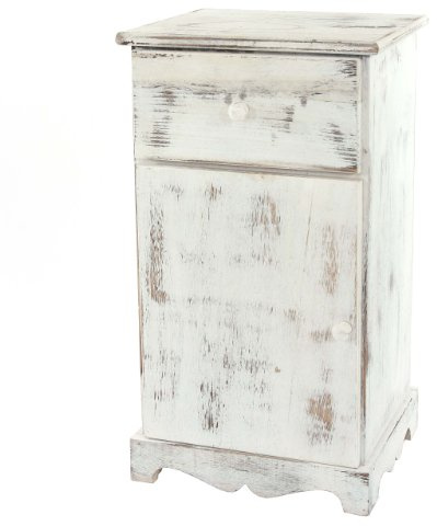 Mendler Beistelltisch Shabby-Look, 63x35x29cm - weiß