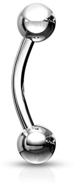 Paula & Fritz® UNIVERSAL Barbell Stud Labret Monroe Cartilage Silber Spitze Kugel Edelstahl Chirurgenstahl 316L Länge 6mm - 16mm CS-160844