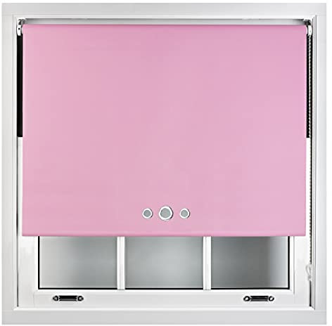 FURNISHED Verdunkelungsrollos nach Maß mit dreifachen Ösen und Metallbeschlägen - Rosa Bis zu 120W x 210H cm