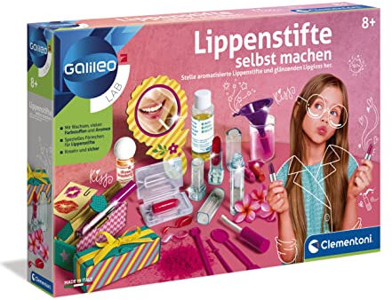 Clementoni Galileo Lab – Lippenstifte selbst Machen, Experimentierkasten für Beauty-Fans, duftende Lippenpflegeprodukte, Spielzeug für Kinder ab 8 Jahren 59117