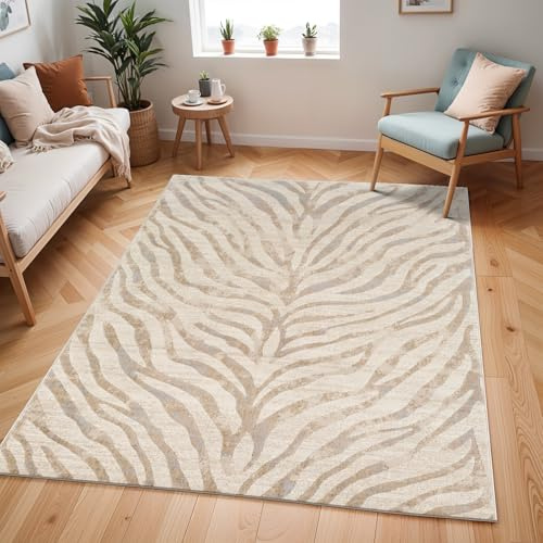Livabliss Luanda Wohnzimmer Boho, großer Schlafzimmer 200x275 cm, Esszimmer mit geometrischem Muster, Skandinavischer Wohnzimmer modern in Hellgrau und Beige