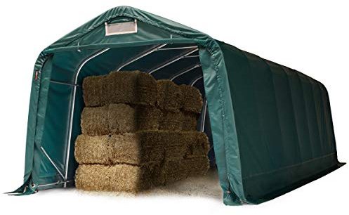 Robust pasture shelter 3.3x8.4m waterproof PVC tarpaulin 800N Storage tent, green