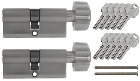 2 x knoppcylinder KD 70 mm 35/35 likvärdig låsning inkl. 10 nycklar