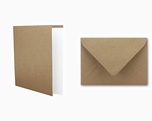 25x Kartenset DIN A6 inkl. Briefumschlägen & extra Einlegeblätter - Blanko Klappkarten in Sandbraun im DIN A6 Format - Karten zum Selbstgestalten für Einladungen und Grüße