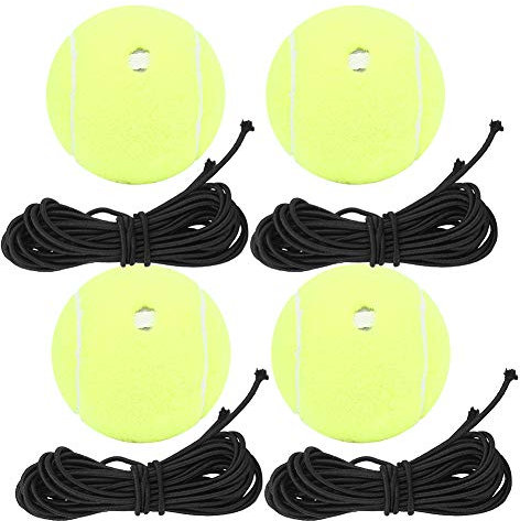Tennis Trainingsball, mit Schnur, Tennis Training, 4 Set, elastische Schnur, für Anfänger, Schlagübungen