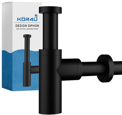 kör4u K12528 Sifone di Design Premium, Nero Opaco, Siphon universal