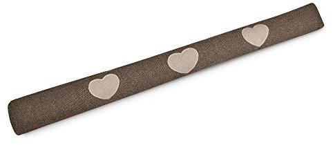 Beautissu Zugluftstopper 100 cm lang Tuuli - 1,1 kg Windstopper als Türvorleger, Haustür Rolle und Kälteschutz Luftstopper - Luftzugstopper Herzen Zugluft Stopper in Braun