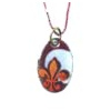 Pendentif fleur de lys sur rond émail sur cuivre