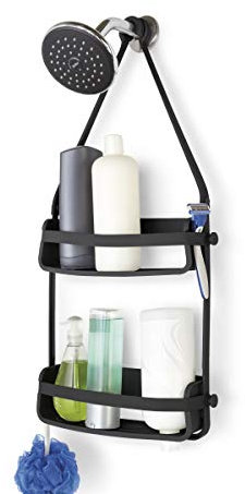 Umbra Flex Shower Caddy with Patented Gel-Lock Technology Suction Cup, Black