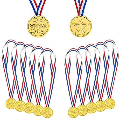 SEMINISMAR Plastik medaillen für Kinder,Gold Gewinner Medaillen,Goldmedaille für Kinder,Galvanik Goldmedaille,Medaille der Siegerehrung,Medaillenset für Kinder Sport Party Wettbewerb Preise,10 Stück