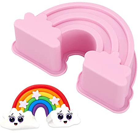 JSUOEO 2Pcs Moule à gâteau Arc-en-ciel Silicone 3D Rainbow Moule Antiadhésif Moule a Chocolat Rainbow Pudding Forme D'arc-en-ciel à Gâteau pour Chocolats Pralines Gaufres Savon