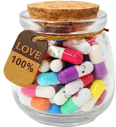 Prounion Nachricht Kapsel Buchstaben in einer Glasflasche, 50Stück Niedliche Nachricht Kapsel Capsule Letters Message Flaschenpost Briefkapseln für Freund Freundin Geburtstag Valentinstag Jahrestag