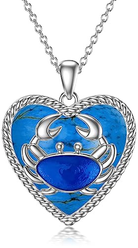 LONAGO Krebs Halskette für Frauen 925 Sterling Silber Tierkreiszeichen Krebs mit Türkis Anhänger Halskette