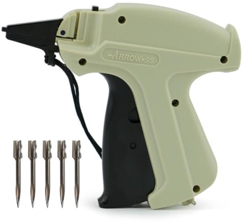 Pokornys - Etikettierpistole Arrow 9S Standard - im Set mit 5 Ersatznadeln I Etikettiergerät zur Befestigung von Etiketten und Preisschildern an Textilien und Kleidung, wie Jeans, Handtücher, etc.