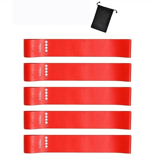 5 Teile/satz Yoga Widerstand Gummibänder Bodybuilding Elastische Bänder Übung Workout Bands Expander Gürtel Fitness Ausrüstung-rot mit Tasche