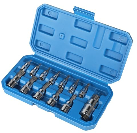 CPROSP 13-tlg Vielzahn Nuss Satz 1/2'', 1/4'', 3/8'', Innen Vielzahnnuss T8 T10 T15 T20 T25 T27 T30 T40 T45 T50 T55 T60 T70 mit Bewahrungsbox