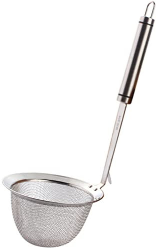 OUSIKA Cestello for Pasta in Rete Colino Ragno in Acciaio Inossidabile Schiumarola da Cucina Asiatica con Manico for Spaghetti Pasta Ramen Tagliatelle Gnocchi Pentola Calda 31X10X7CM Cestini