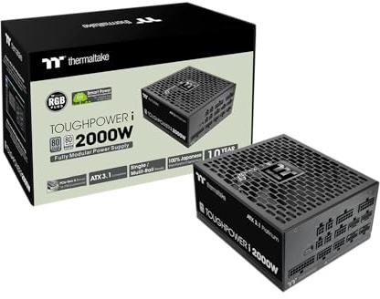 Thermaltake Toughpower i2000W | ATX 3.1 | PCIe 5.1 12V-2x6 Anschluss | Smarte Steuerung | Modulare Flachbandkabel | Netzteil| 80Plus Platinum